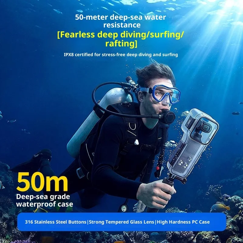 Custodia impermeabile per DJI Osmo Pocket 4, 50 m, immersione subacquea, fotografia subacquea, custodia protettiva, protezione per action camera