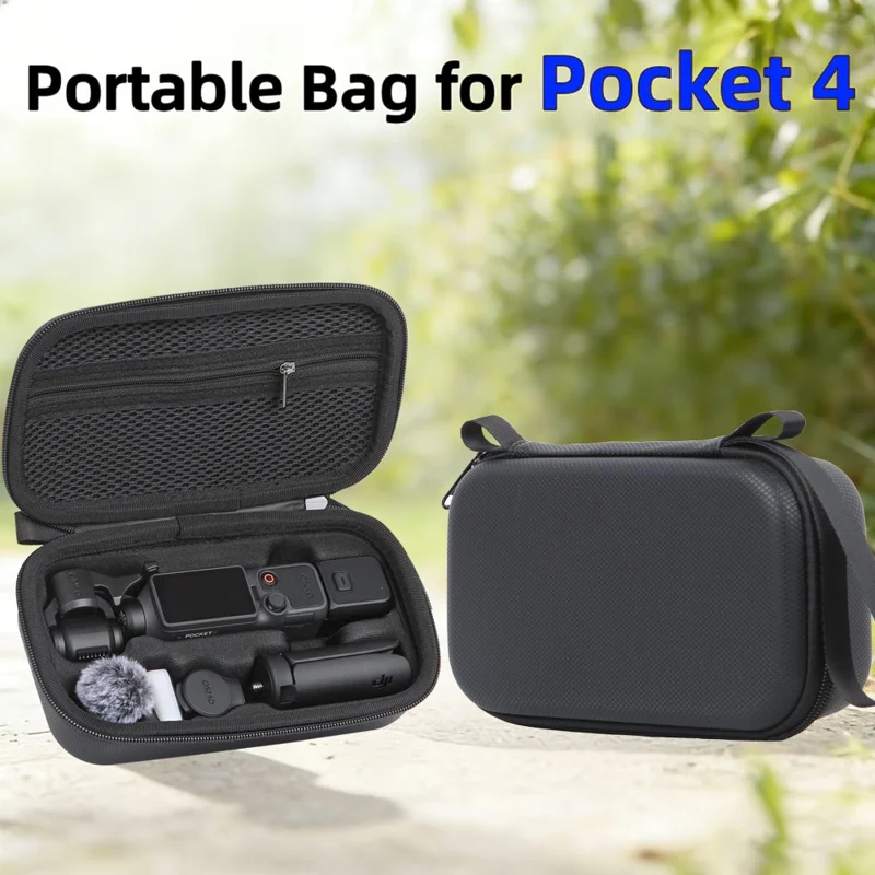 Przenośny futerał na DJI Osmo Pocket 4, torba magazynowa z tworzywa PU, ochronna twarda obudowa - Czarny