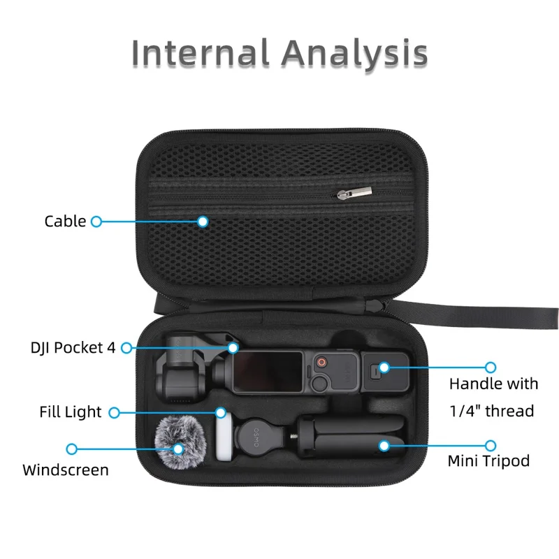 Przenośny futerał na DJI Osmo Pocket 4, torba magazynowa z tworzywa PU, ochronna twarda obudowa - Czarny