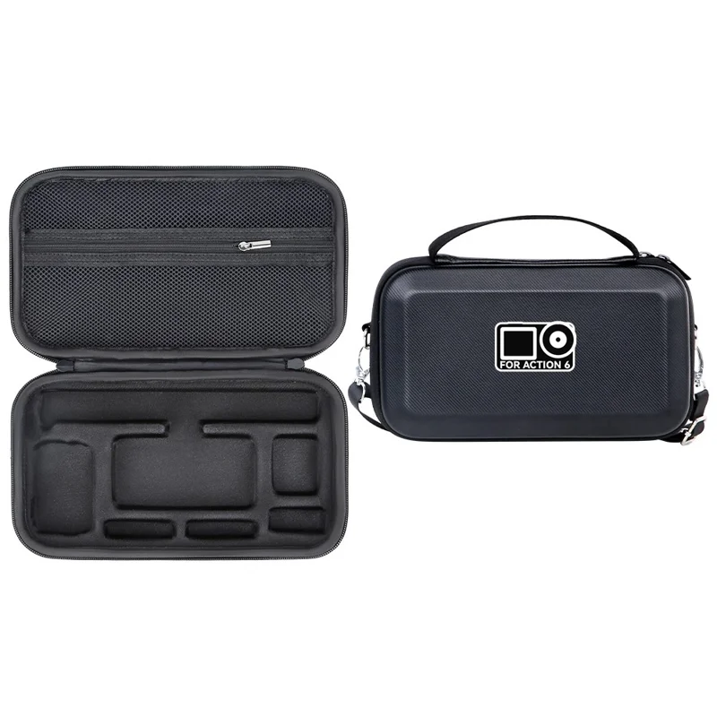 Transporttasche für DJI Osmo Action 6, tragbare Hartschalentasche aus PU-Lycra, wasserdicht, Reisetasche – Schwarz / Logo