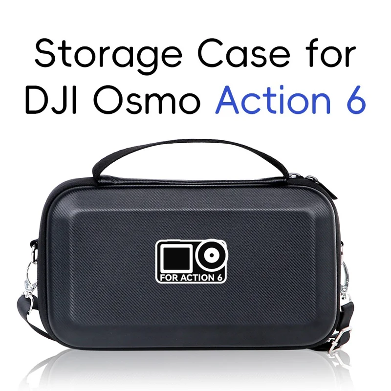Transporttasche für DJI Osmo Action 6, tragbare Hartschalentasche aus PU-Lycra, wasserdicht, Reisetasche – Schwarz / Logo