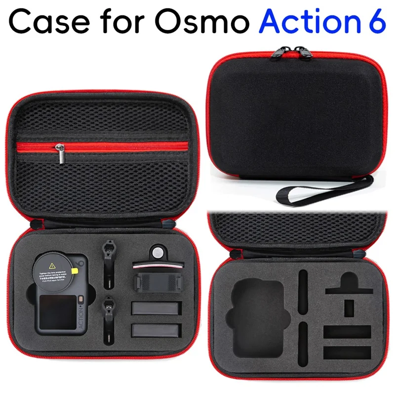 Tragecase für DJI Osmo Action 6 EVA-Hartschalen-Transportcase Zubehör Organizer Tragbare Reisetasche - Schwarz