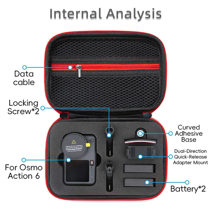 Tragecase für DJI Osmo Action 6 EVA-Hartschalen-Transportcase Zubehör Organizer Tragbare Reisetasche - Schwarz