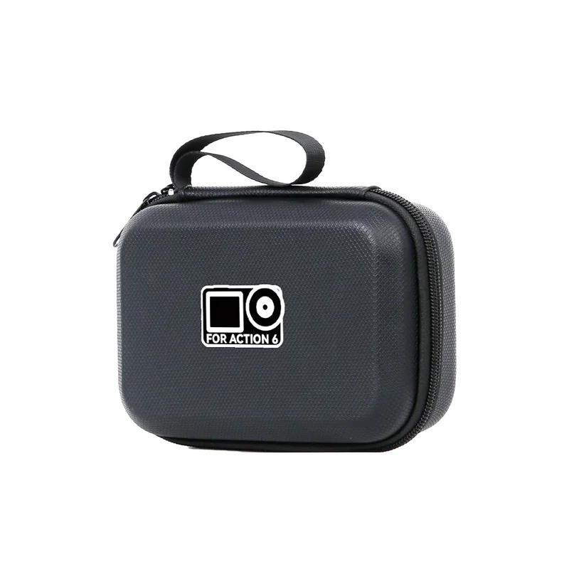 Tragetasche für DJI Osmo Action 6, PU-Leder-Aufbewahrungstasche, tragbare Hartschalen-Schutzhülle – Schwarz / Logo