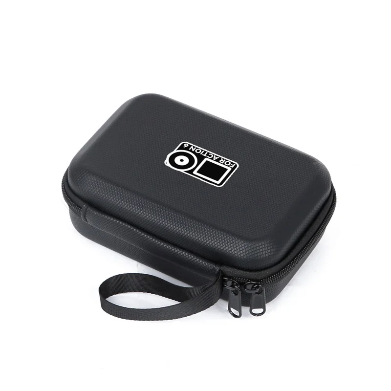 Tragetasche für DJI Osmo Action 6, PU-Leder-Aufbewahrungstasche, tragbare Hartschalen-Schutzhülle – Schwarz / Logo