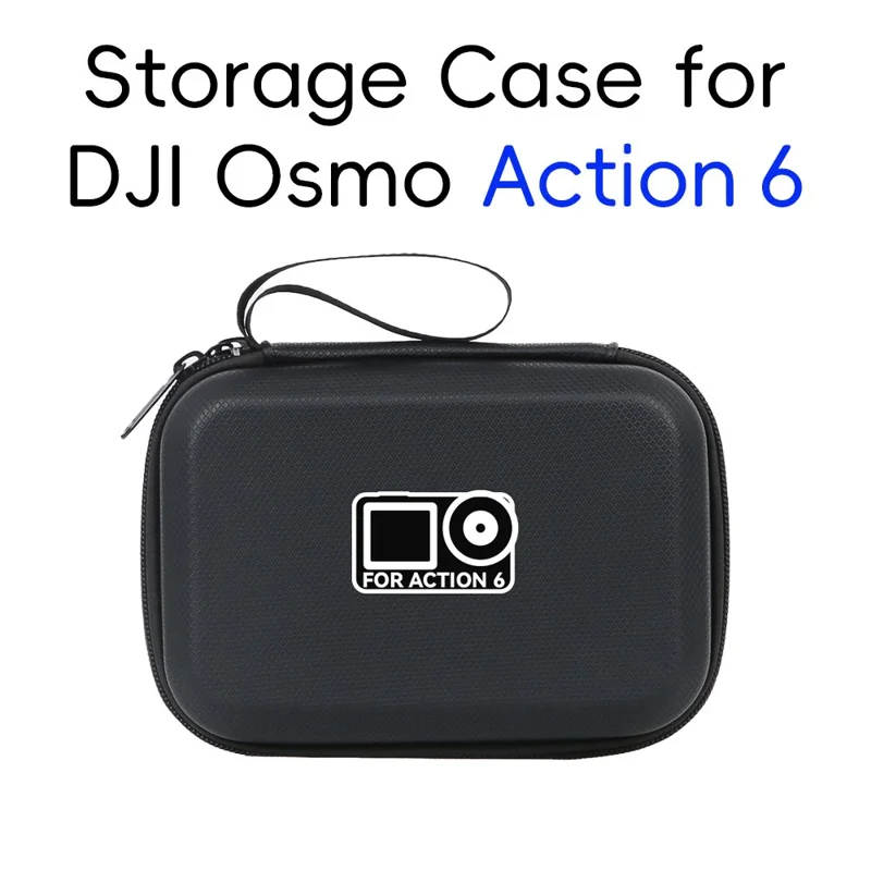 Tragetasche für DJI Osmo Action 6, PU-Leder-Aufbewahrungstasche, tragbare Hartschalen-Schutzhülle – Schwarz / Logo