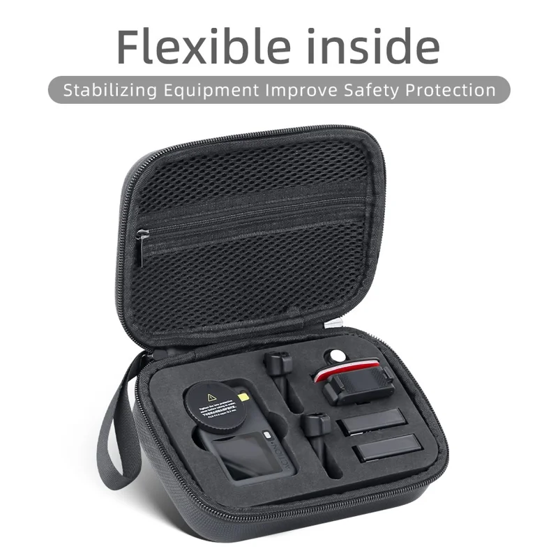 Tragetasche für DJI Osmo Action 6, PU-Leder-Aufbewahrungstasche, tragbare Hartschalen-Schutzhülle – Schwarz / Logo