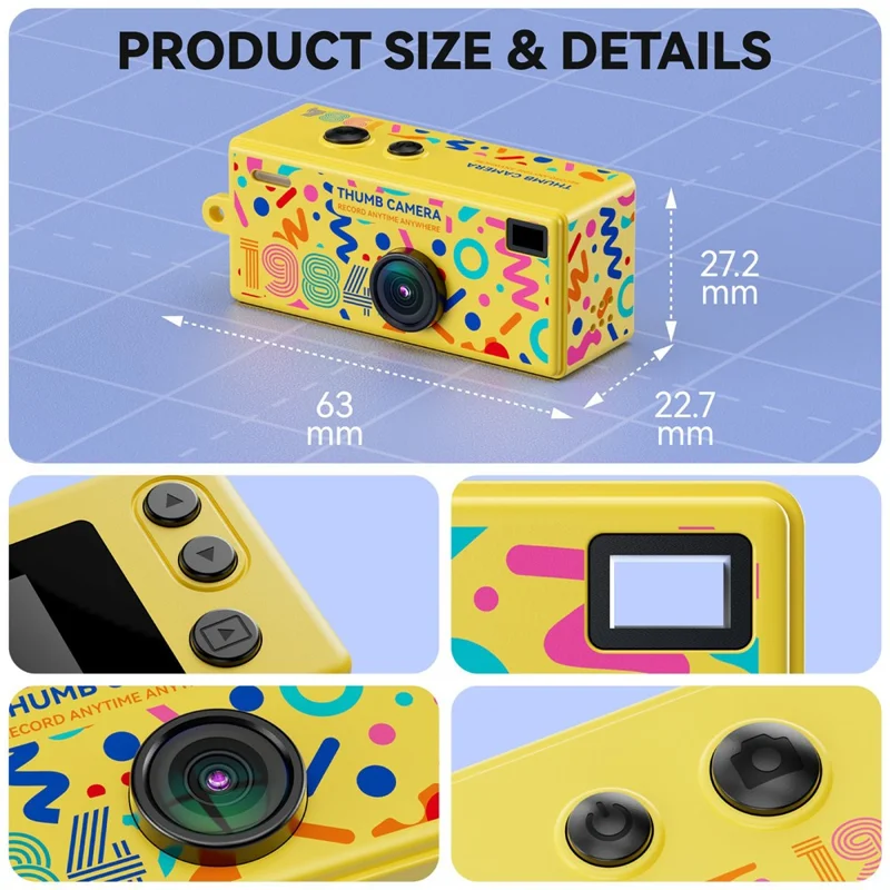 G65 Mini Thumb Camera 1080P HD Pocket Camera 21 Filters LED Flash for Students Outdoor - White