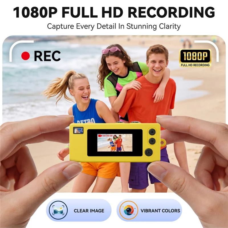 G65 Mini Thumb Camera 1080P HD Pocket Camera 21 Filters LED Flash for Students Outdoor - White