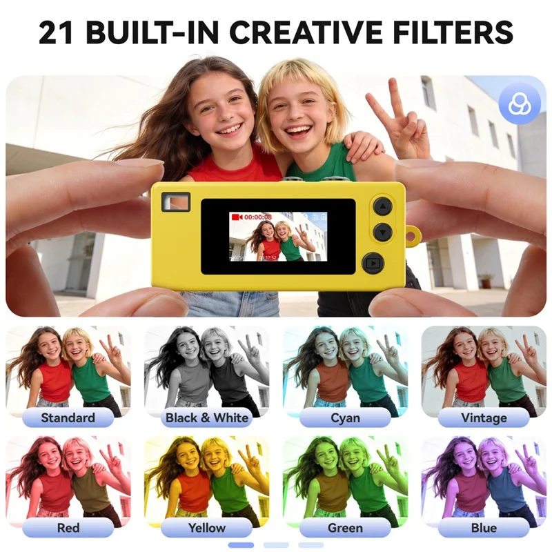 G65 Mini Thumb Camera 1080P HD Pocket Camera 21 Filters LED Flash for Students Outdoor - White