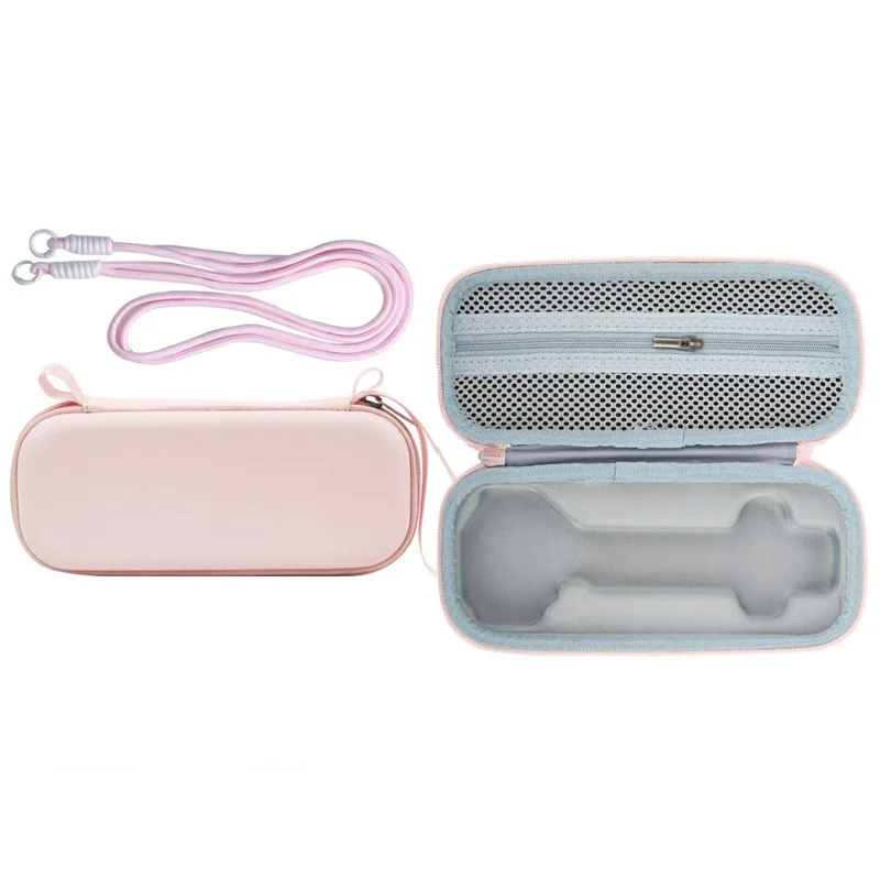 For DJI Osmo Pocket 4P Storage Case with Shoulder Strap PU Leather Portable Protective Bag - Pink