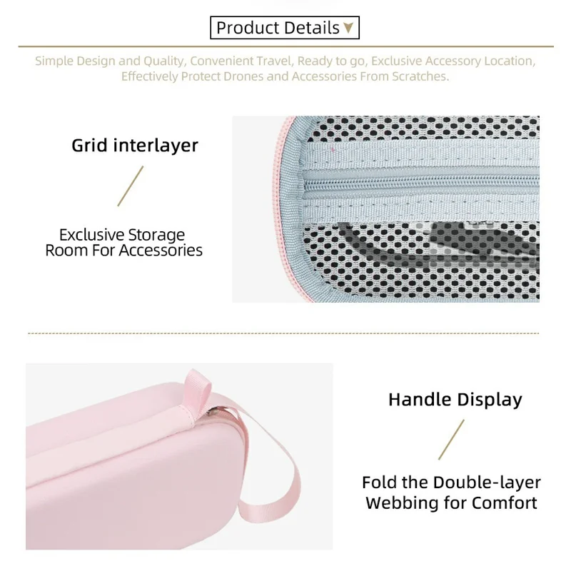 For DJI Osmo Pocket 4P Storage Case with Shoulder Strap PU Leather Portable Protective Bag - Pink