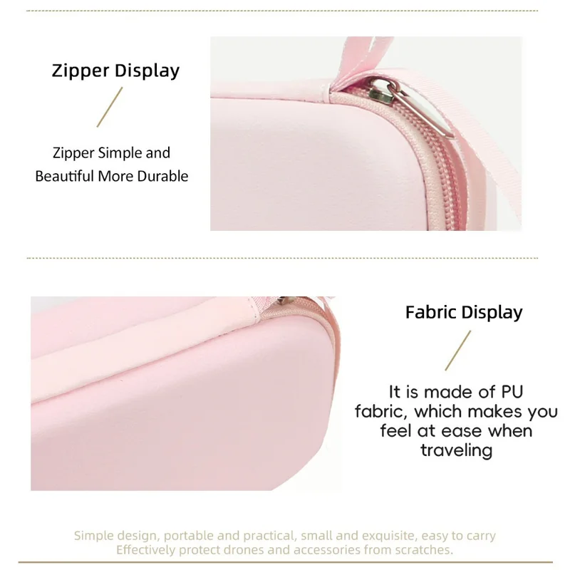 For DJI Osmo Pocket 4P Storage Case with Shoulder Strap PU Leather Portable Protective Bag - Pink