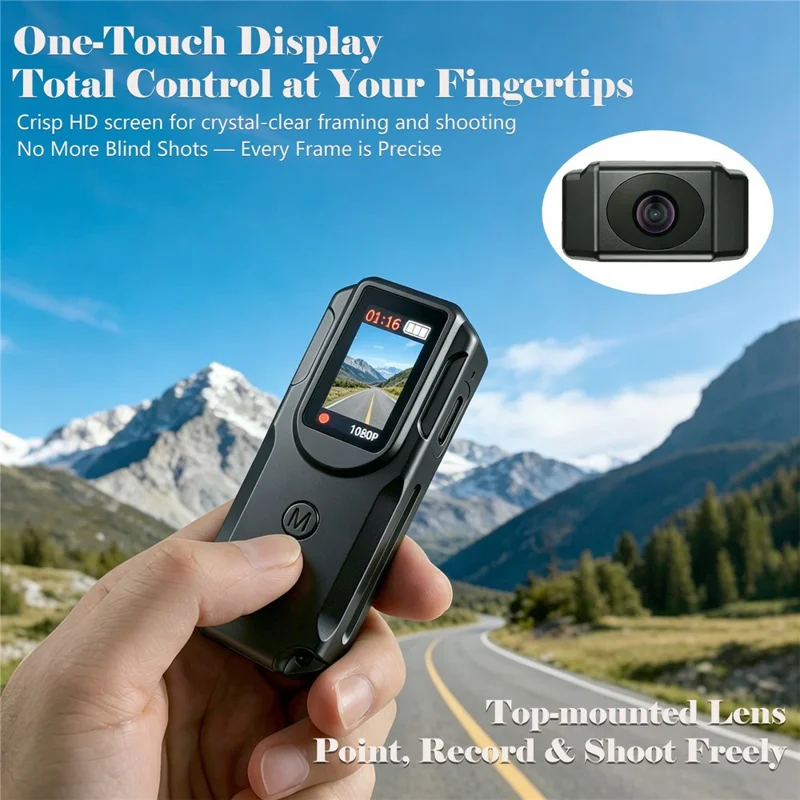 P100 Mini Camera 1080P HD Video Audio Recording Wearable Recorder with Lanyard - Black