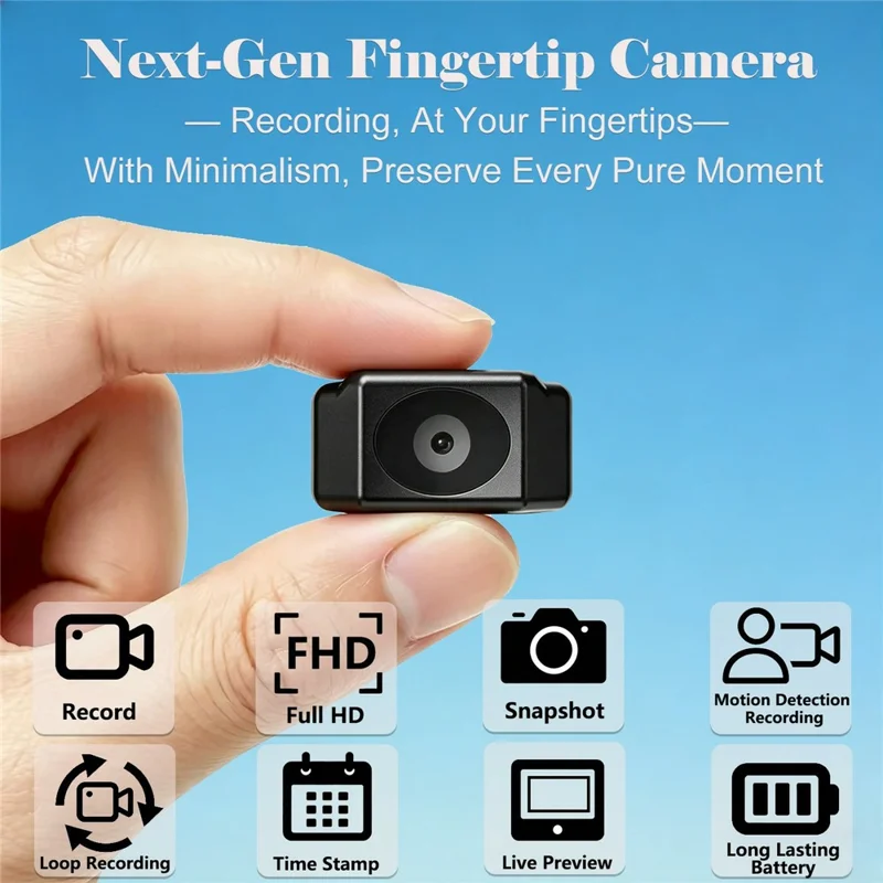P100 Mini Camera 1080P HD Video Audio Recording Wearable Recorder with Lanyard - Black
