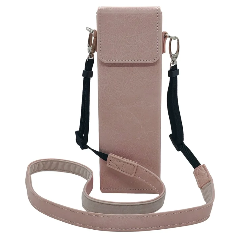Borsa portatile per DJI Osmo Pocket 3 / Pocket 4 in ecopelle con grana di bufalo, custodia antiurto con tracolla - Rosa