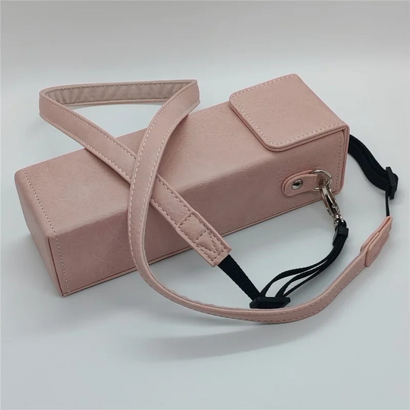 Borsa portatile per DJI Osmo Pocket 3 / Pocket 4 in ecopelle con grana di bufalo, custodia antiurto con tracolla - Rosa