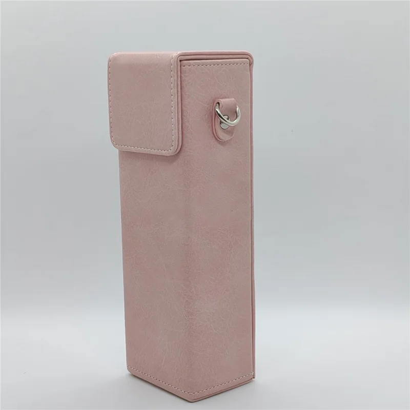 Borsa portatile per DJI Osmo Pocket 3 / Pocket 4 in ecopelle con grana di bufalo, custodia antiurto con tracolla - Rosa