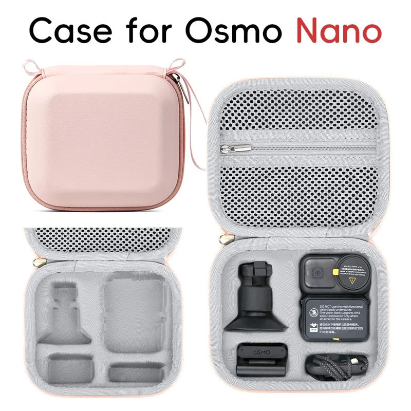 For DJI Osmo Nano Storage Case with Shoulder Strap PU + Lycra Anti-Scratch Portable Protective Bag - Pink