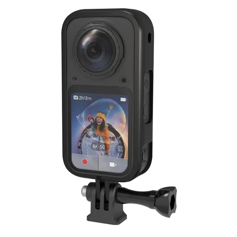 For Insta360 X6 Plastic Protective Frame Shockproof Drop Resistant 1 / 4" Adapter Camera Cover - Black