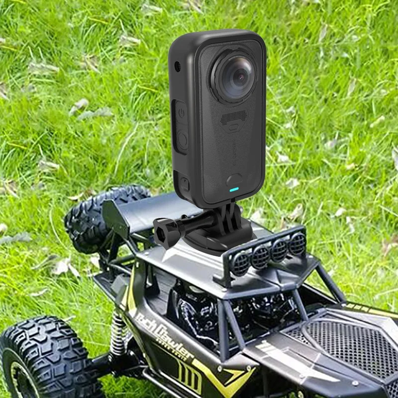 For Insta360 X6 Plastic Protective Frame Shockproof Drop Resistant 1 / 4" Adapter Camera Cover - Black