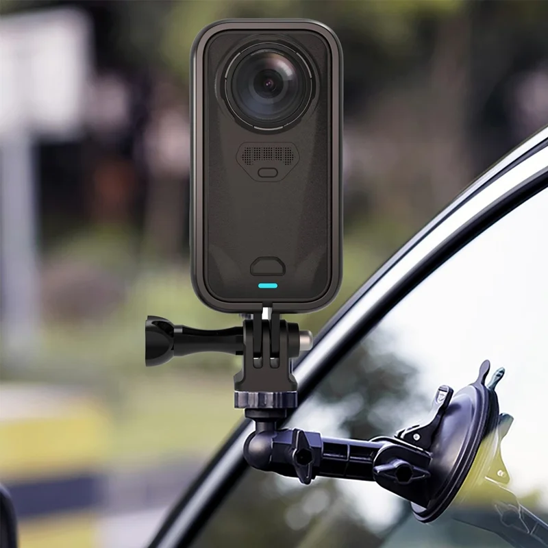 For Insta360 X6 Plastic Protective Frame Shockproof Drop Resistant 1 / 4" Adapter Camera Cover - Black