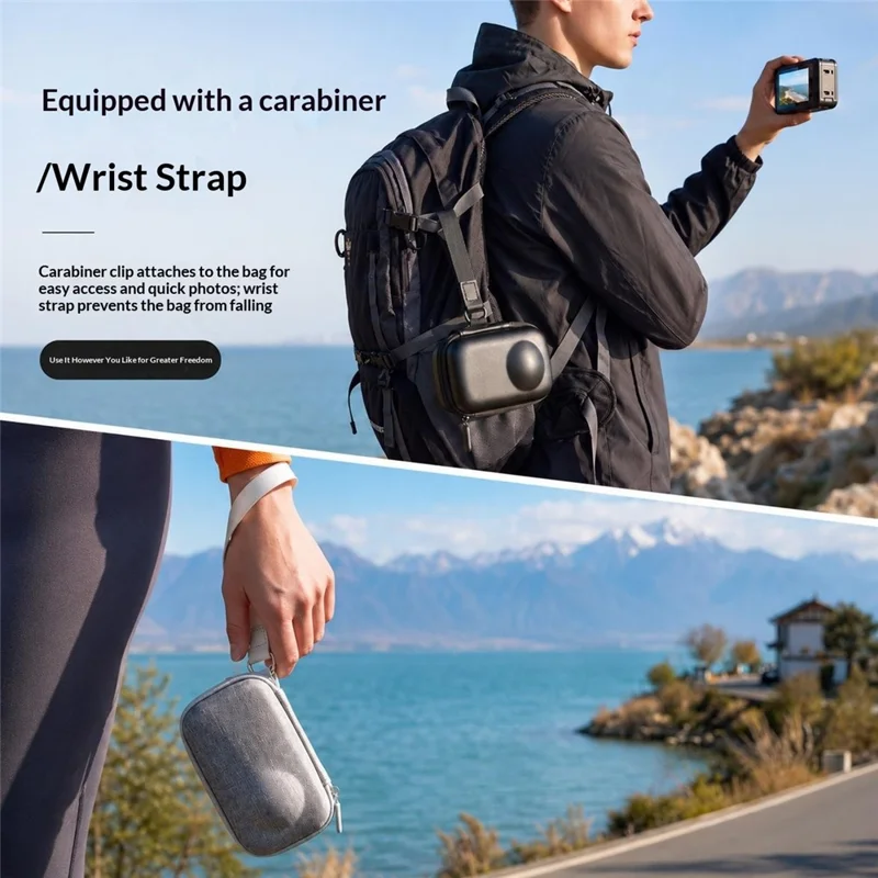 For Insta360 X6 Storage Bag EVA Hard Shell Shockproof Carrying Case with Wrist Strap - Grey