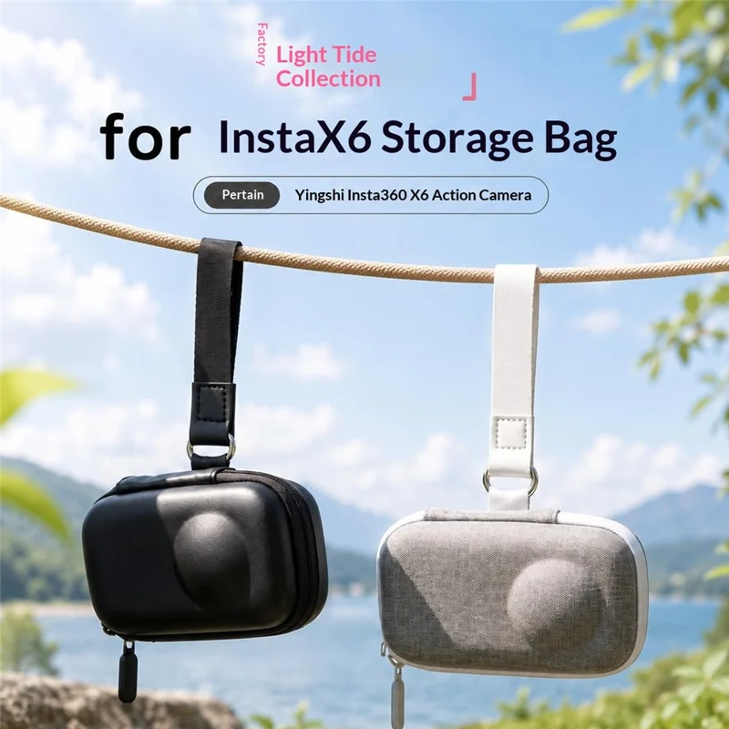 For Insta360 X6 Storage Bag EVA Hard Shell Shockproof Carrying Case with Wrist Strap - Grey