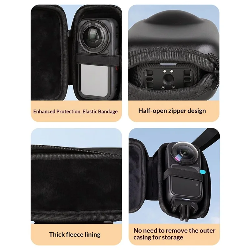 For Insta360 X6 Storage Bag EVA Hard Shell Shockproof Carrying Case with Wrist Strap - Grey