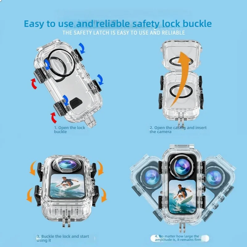 For Insta360 X6 Invisible Diving Case 60m Waterproof Spherical Lens Protective Housing Shell