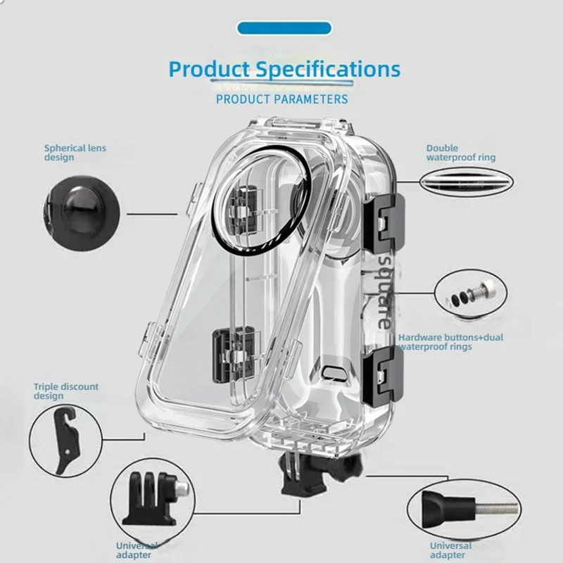 For Insta360 X6 Invisible Diving Case 60m Waterproof Spherical Lens Protective Housing Shell