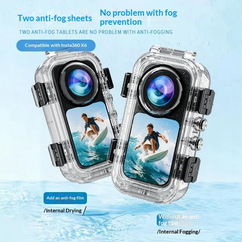 Funda sumergible invisible con sistema de liberación magnética rápida para Insta360 X6 - Transparente, resistente al agua hasta 60 m, compatible con base de liberación magnética