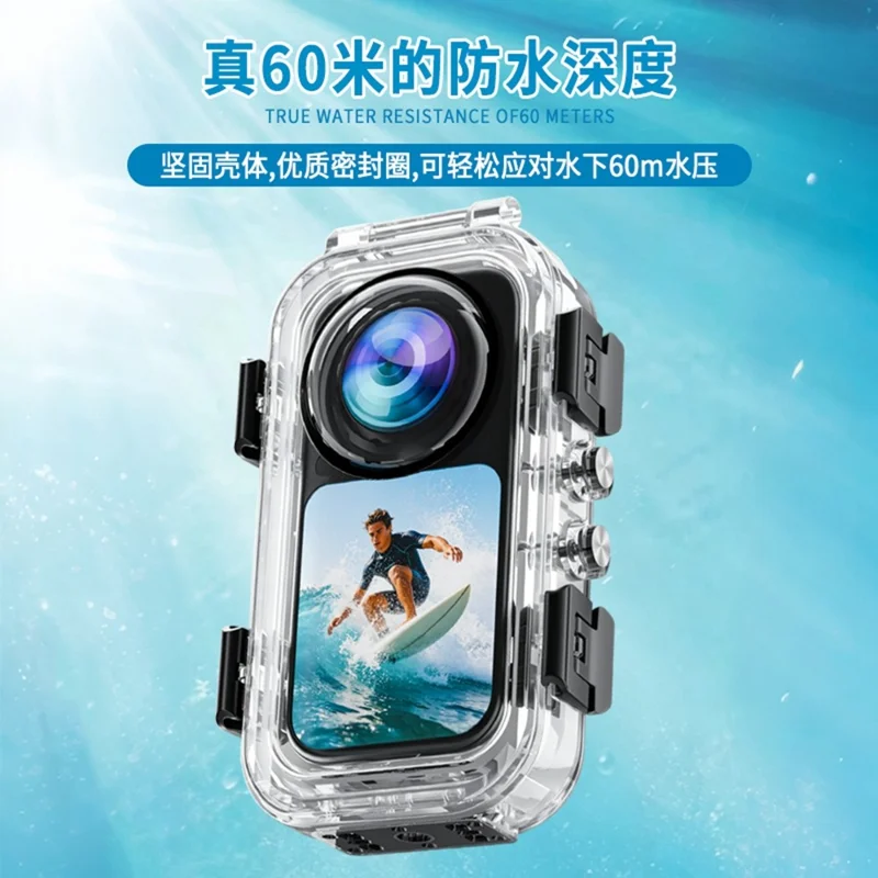 Funda sumergible invisible con sistema de liberación magnética rápida para Insta360 X6 - Transparente, resistente al agua hasta 60 m, compatible con base de liberación magnética