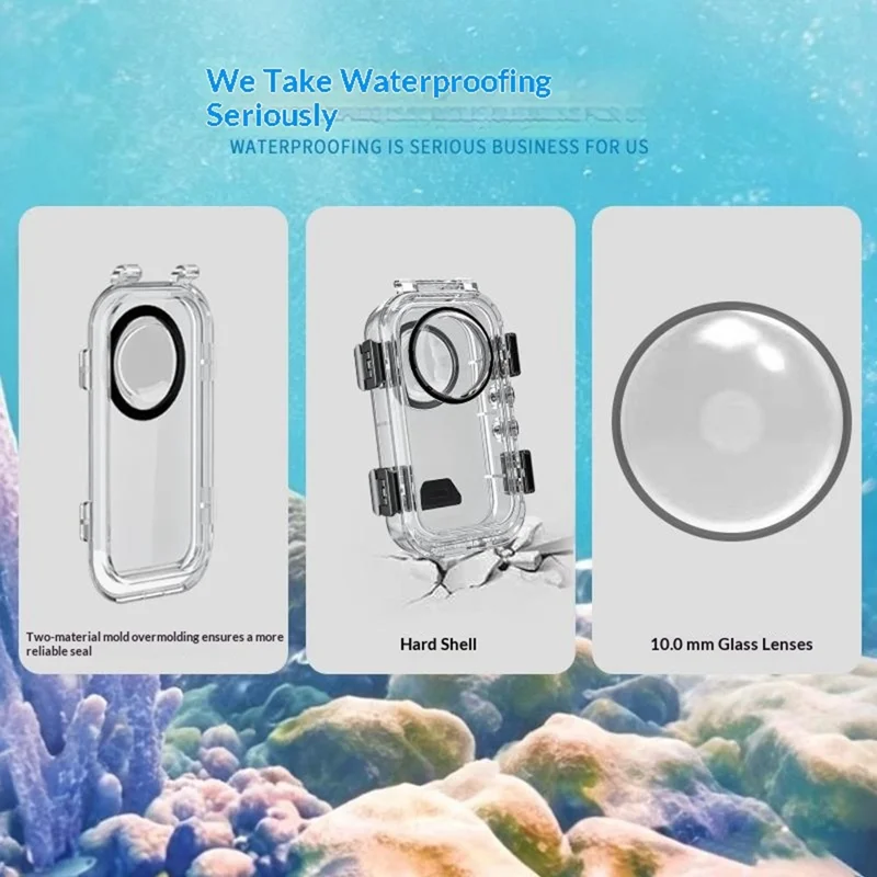 Funda sumergible invisible con sistema de liberación magnética rápida para Insta360 X6 - Transparente, resistente al agua hasta 60 m, compatible con base de liberación magnética