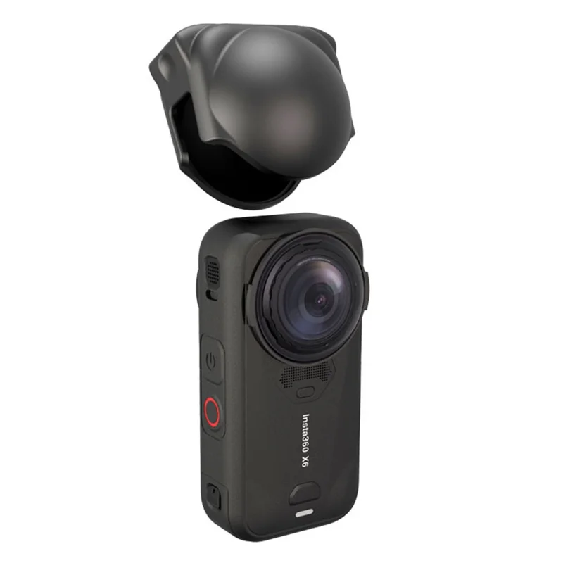 For Insta360 X6 Lens Protective Case Silicone Scratch Resistant Dustproof Lightweight Cover - Black