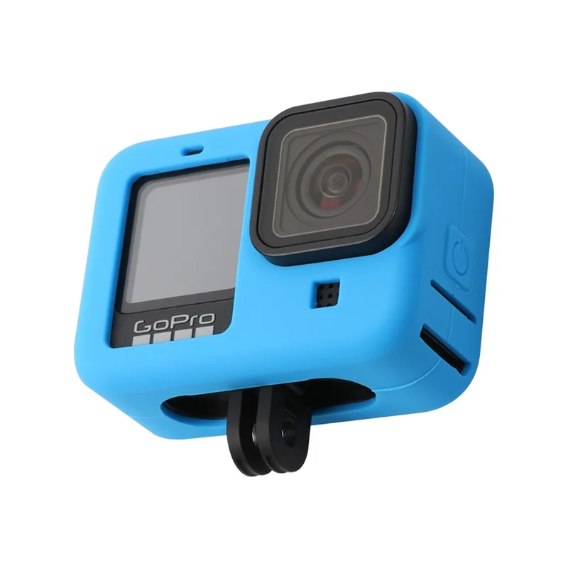 Silicone Camera Protective Case with Lens Cap Cover Anti-lost Rope for GoPro Hero9 - Blue