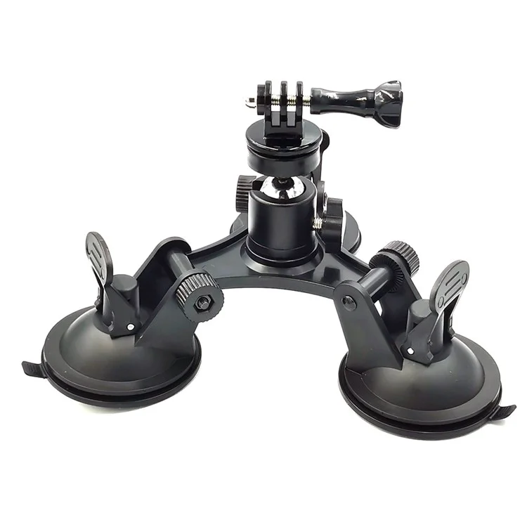 Triple Suction Cup Mount with 1/4 Threaded Head 360 Degree Tripod Ball Head