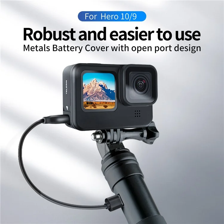 TELESIN GP-CLC-902 Metal Frame Battery Side Cover with Charging Hole for GoPro Hero 9