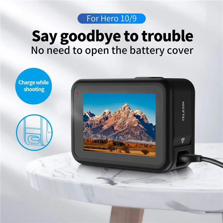 TELESIN GP-CLC-902 Metal Frame Battery Side Cover with Charging Hole for GoPro Hero 9