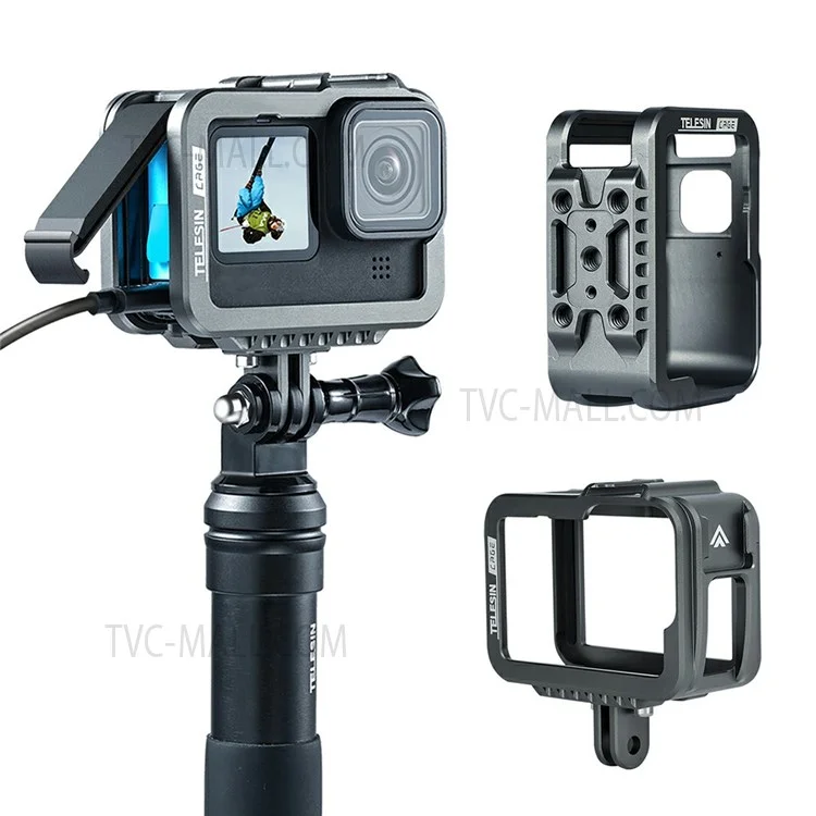TELESIN GP-FMS-901 Camera Protective Frame Anti-drop Metal Housing Case for GoPro Hero 9 / 10 / 11
