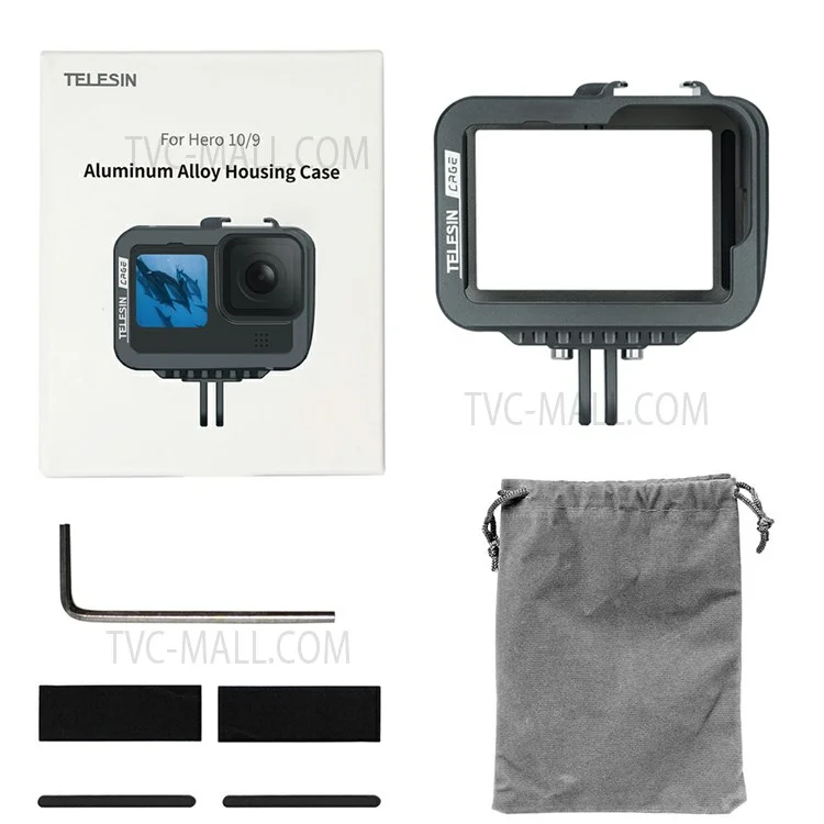 TELESIN GP-FMS-901 Camera Protective Frame Anti-drop Metal Housing Case for GoPro Hero 9 / 10 / 11