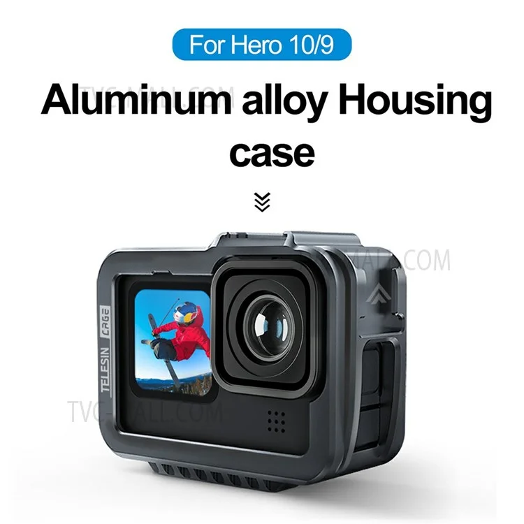 TELESIN GP-FMS-901 Camera Protective Frame Anti-drop Metal Housing Case for GoPro Hero 9 / 10 / 11