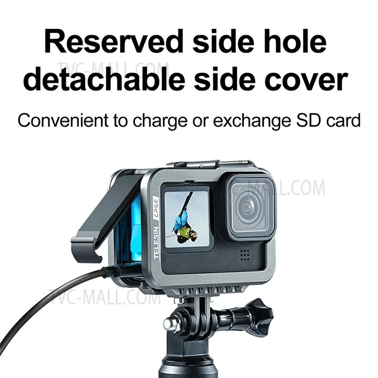 TELESIN GP-FMS-901 Camera Protective Frame Anti-drop Metal Housing Case for GoPro Hero 9 / 10 / 11