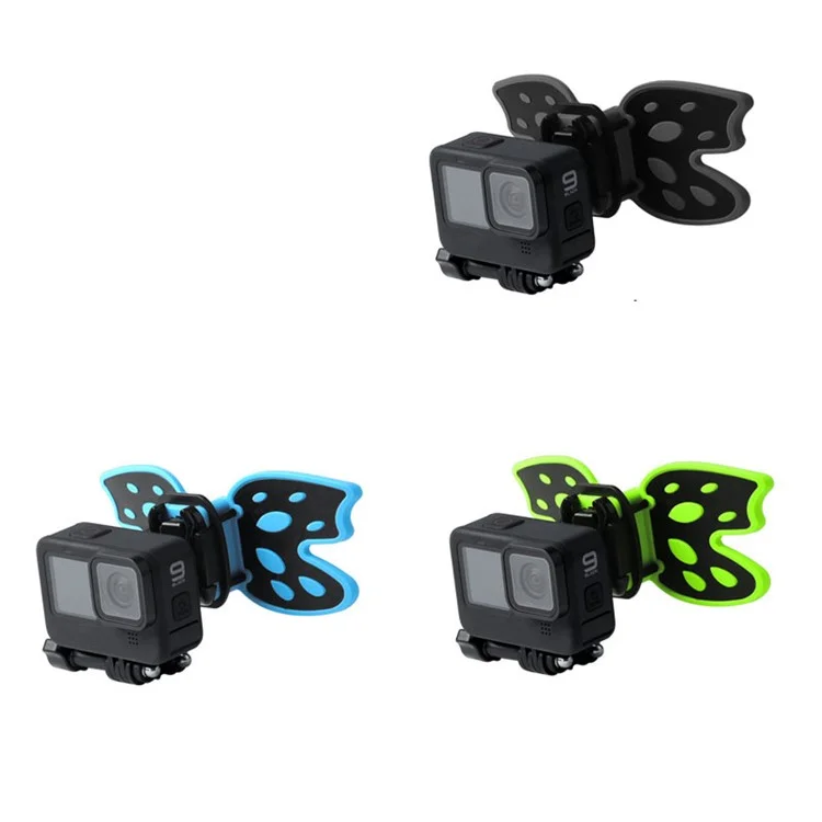 AT1265 Butterfly Design Motorcycle Helmet Chin Mount Holder Foldable Camera Bracket Stand for GoPro Hero - Blue
