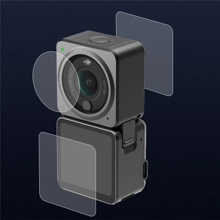 [двойная Экрана Версия] 2 Set AGDY04 High Definement Learned Glass Camera Lens Screen Film Для DJI Action 2