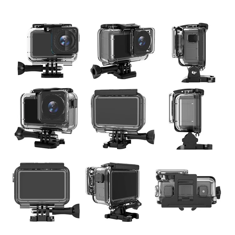 AGDY36 Quadratische Mundstil Unterwassersport Kamera Tauchen Schutzhülle Wasserdichtes Gehäuse für DJI Osmo Action - Transparent 