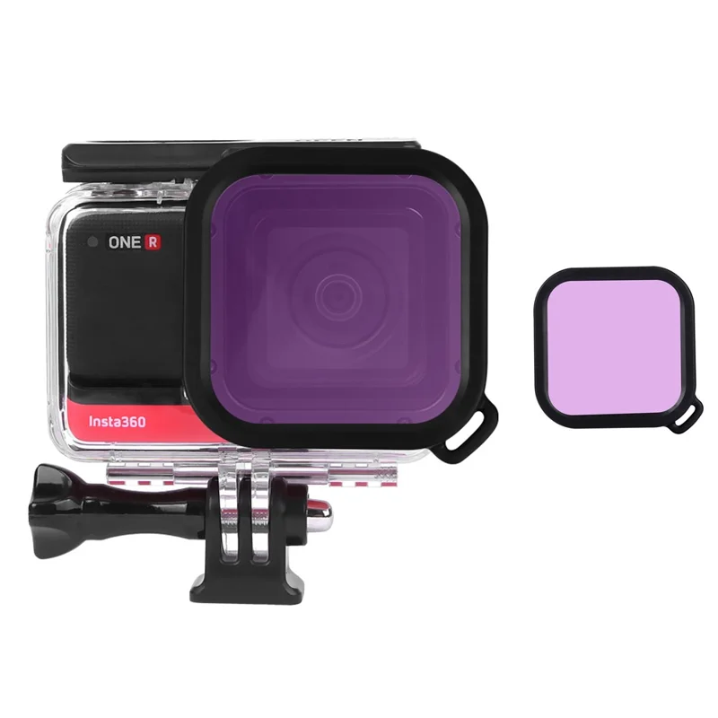 AI18 Waterproof Camera Lens Filter for Insta360 One R Waterproof Diving Case - Purple