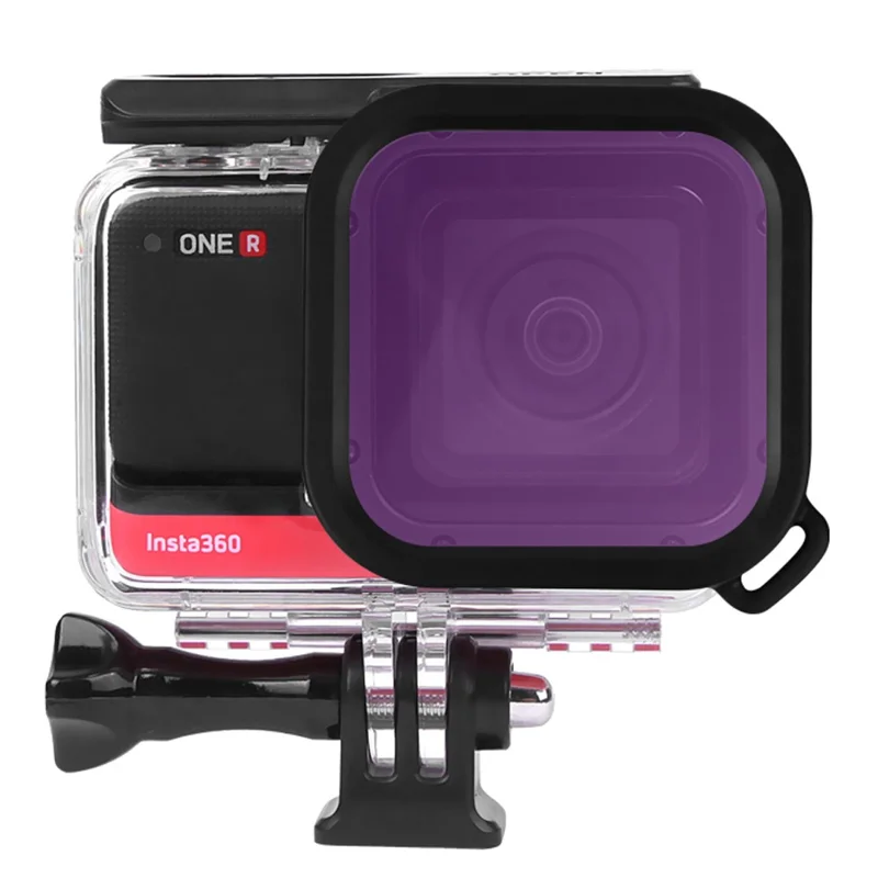 AI18 Waterproof Camera Lens Filter for Insta360 One R Waterproof Diving Case - Purple
