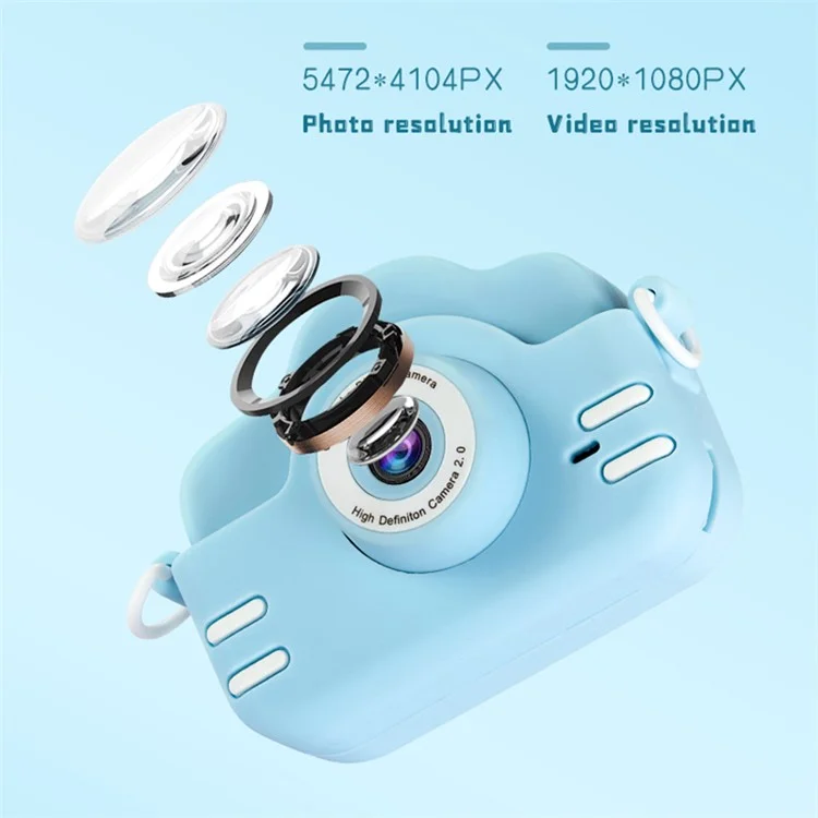 A3X 2.0 "ips Scherma 1080p Mini Telecamera Digitale Dual Lens Camera Education Education Toy Birthday Regalo di Compleanno - Blu