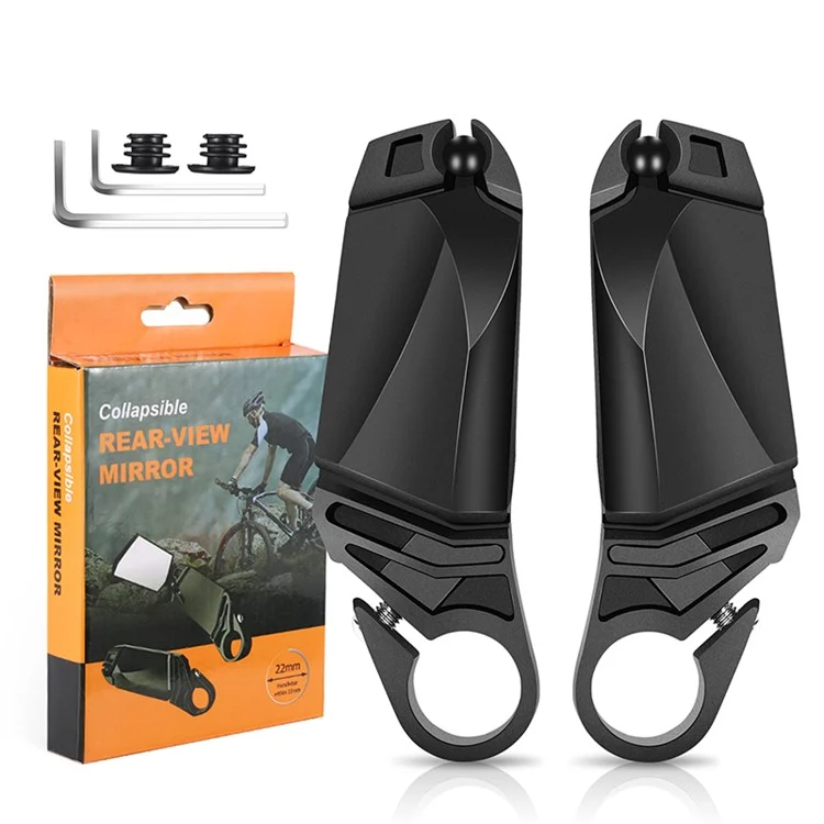 WEST BIKING YP0720037 2Pcs Bike Rearview Mirror 360 Degree Rotation Handlebar Folding Mirror